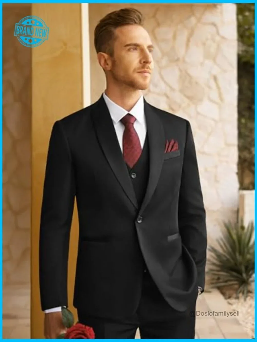 Slim Fit Tuxedo Suit Set Elegant Shawl Lapel Formal Wear for Prom Wedding